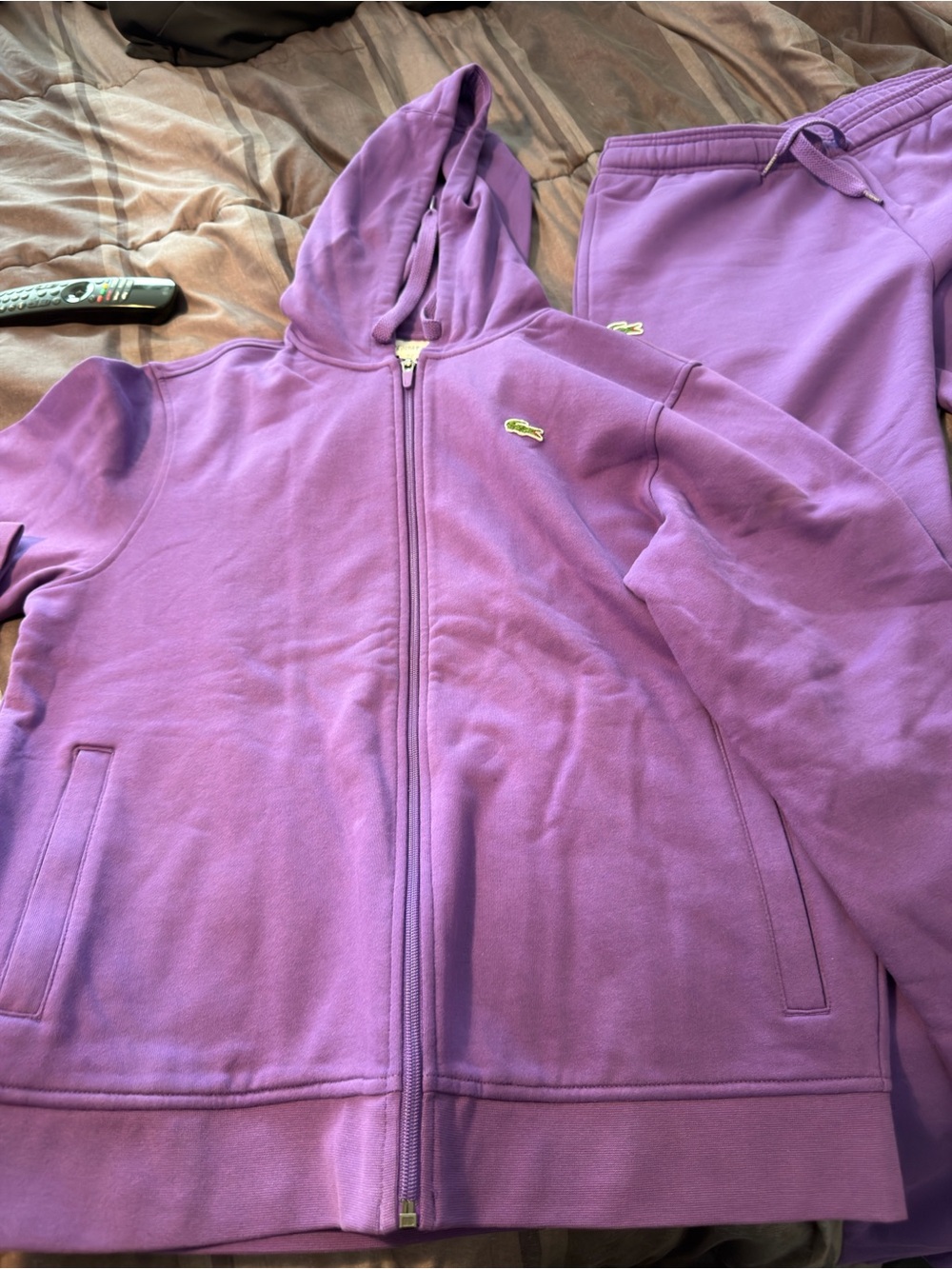 Lacoste Purple Hooded Zip Sweatshirt